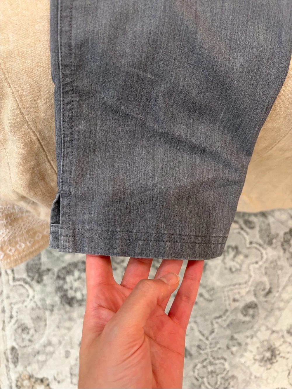 Figs women's Gray Cargo Pants with Teal Drawstring